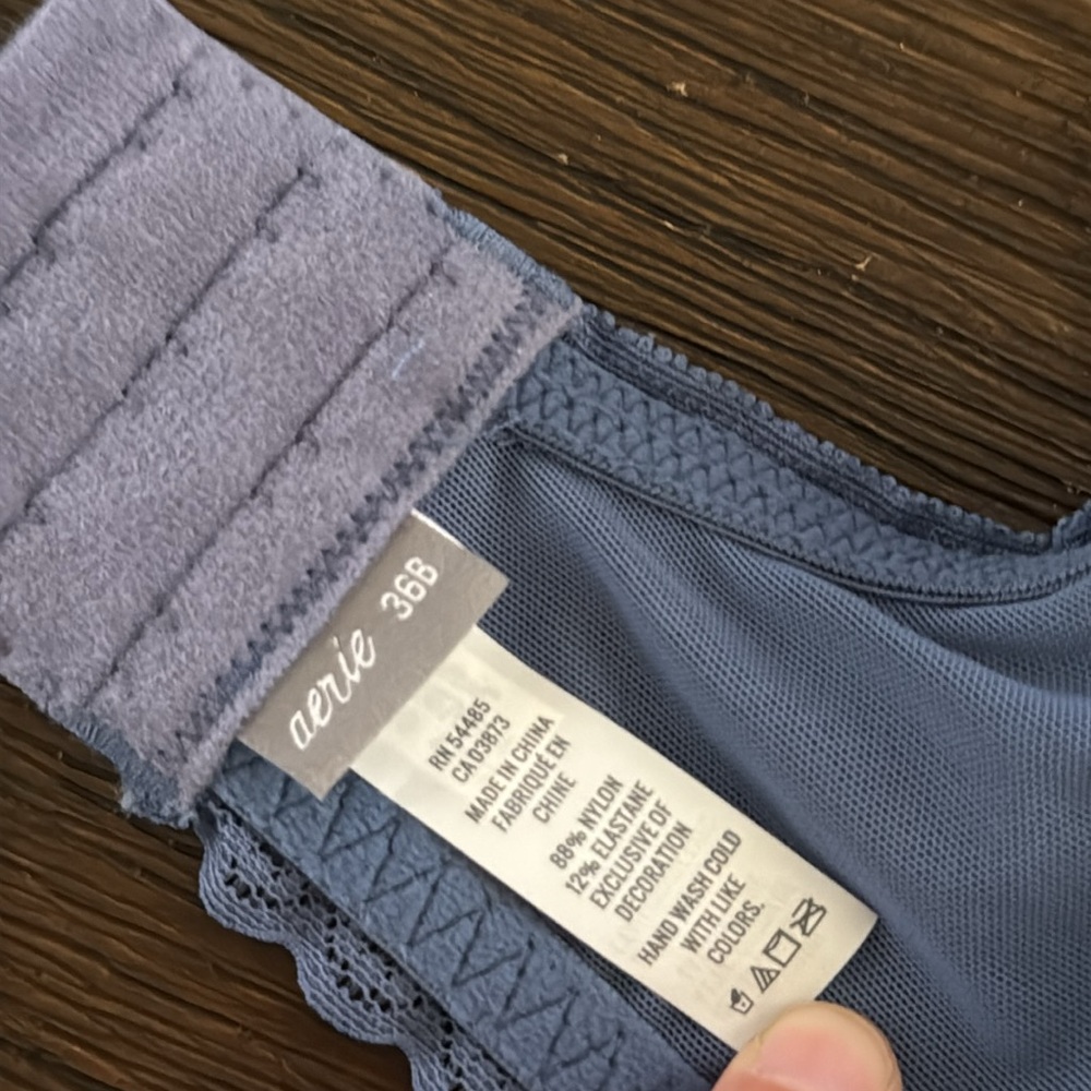 American Eagle Aerie Blue Lace Push-up Plunge Bra 36B NWT - Picture 8 of 8